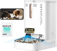 PETKIT Upgraded Multi-Cat Recognition Automatic Cat Feeder with Camera – Essentials for Cats - White with Double Food Hopper