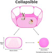 Small Animal Playpen, Pop-Up Portable Play Yard for Guinea Pigs - Pink - image 3