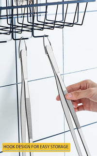 JETKONG 2 Pcs 12-Inch Kitchen Tweezers Fine Tweezer Tongs, Extra-Long Stainless Steel Cooking Tweezers (Silver)
