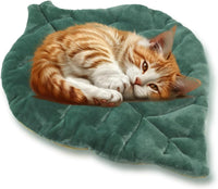 Cat Mat Self Warming Cat Bed 26"x20" Leaf Shaped Cotton Soft Warm Pet