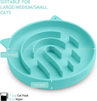Coomazy Slow Feeder Cat Bowl Silicone Pet Puzzle Feeder for Slow - Cyan / 1 Cup - image 3