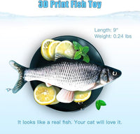 TOOGE 2 Pack 9" Floppy Fish Cat Toys with SilverVine and Catnip for Indoor Cats for Small Dogs Interactive Automatic Flopping Kicker Toys for Cats Puppy (Red Carp + Carp)