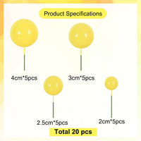 BEISHIDA 20 PCS Gold Mini Ball Cake Toppers Foam Cake Balls - Ball-yellow - image 2