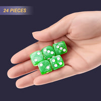 24 of Pack 16MM 6 Sided Dice Set, Two Colours D6 Game Dice Set - 16mm Green Pearl - image 3