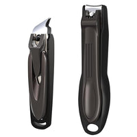 GLAMFIELDS Nail Clipper with Catcher, Large Fingernail Toenail Clipper,Slanted Edge Nail Clippers Leather Case Packed Good Gift for Men and Women 2PACK Large/Small