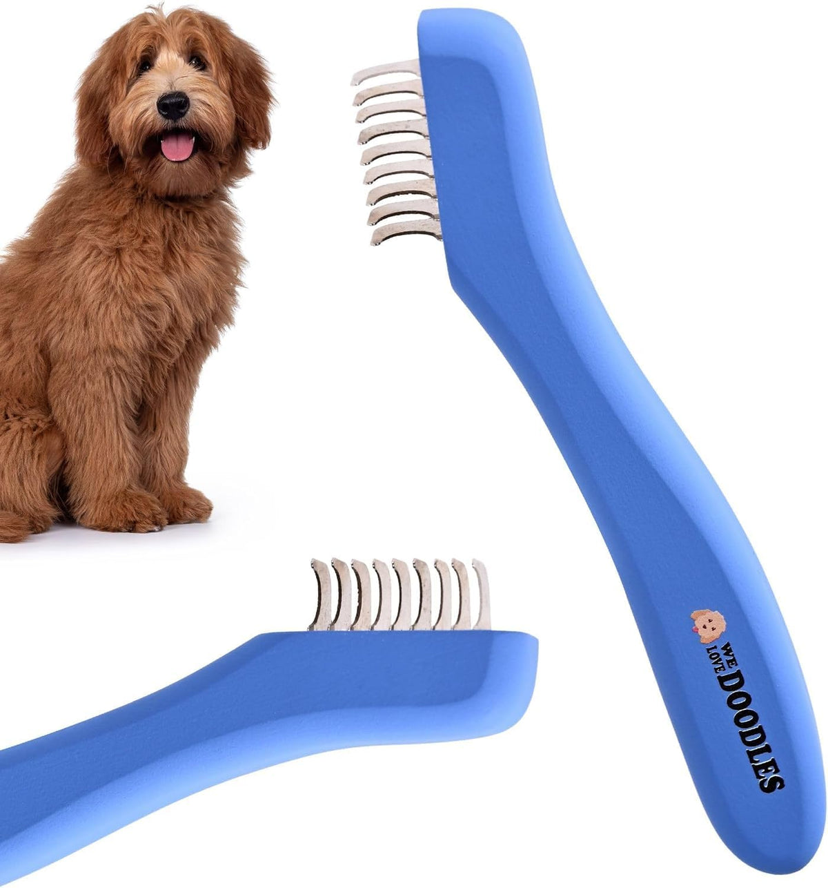 Dematting Comb for Dogs, Undercoat Rake Grooming Tool - 9 Blades