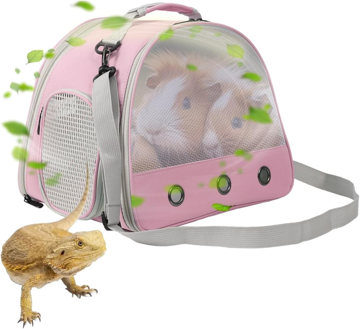 Bearded Dragon Travel Carrier, Lizards Carrier - Pink / Mesh Carrier - image 3
