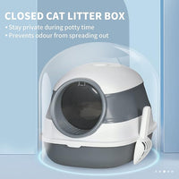 PawHut Cat Litter Box with Lid, Covered Litter Box w/High Sides, Air Freshener, Large Two-Way Entrance Kitty Toilet, Foldable, Easy Clean, White