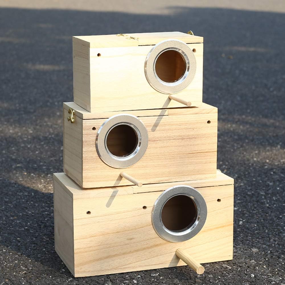 YJJKJ Wood Parakeet Nest Box with Natural Nesting Pads - Large - image 4