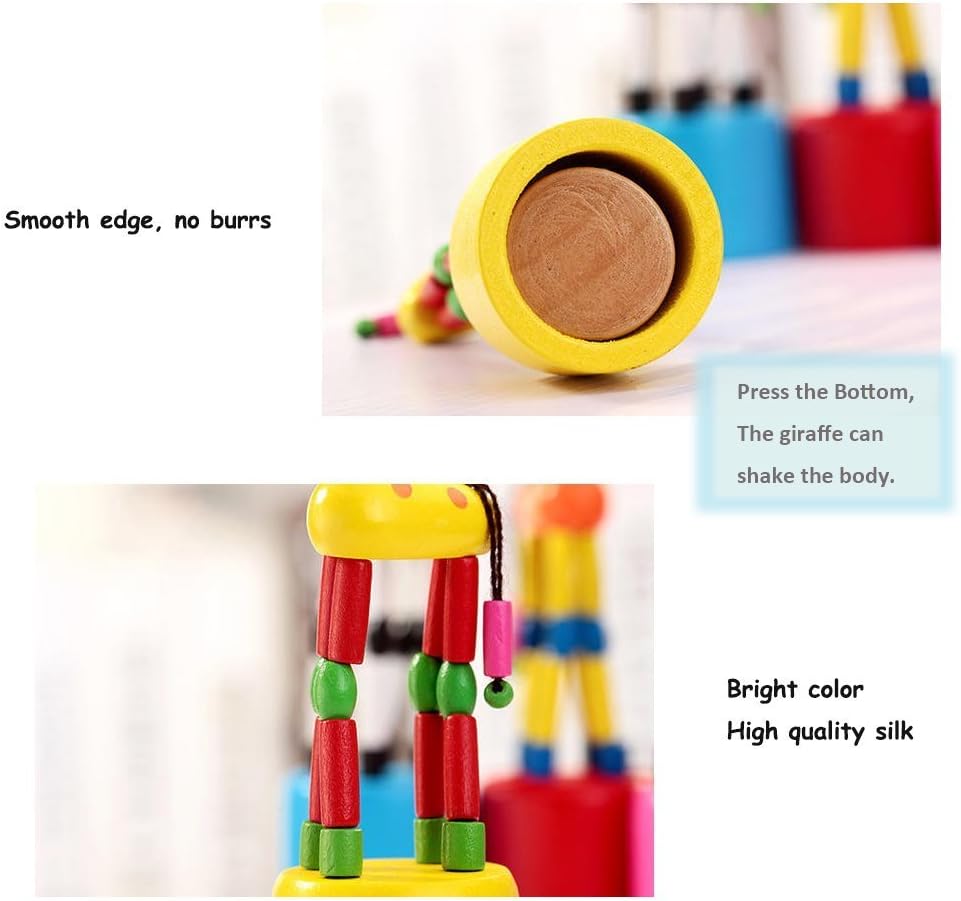 Berry President wooden giraffe push puppets, 3 pack of colorful collapsing toys - view 5