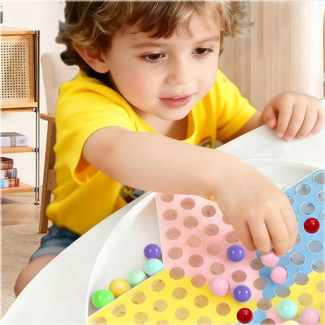 Witlans 60 Chinese checker marbles in six solid colors, 14mm acrylic, in a plastic jar - view 7