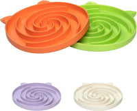 Slow Feeder Cat Bowl, Easy to Clean Silicone Bowl - Orange and Cyan