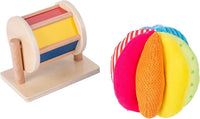 Adena Montessori Play Kit: Knob Puzzle, Drum & Ball, 6-12m – Fun for Kids & Family - Spinning Drum & Fabric Ball