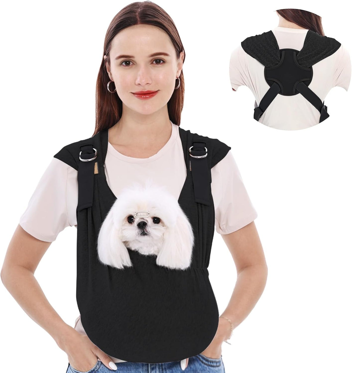 Supet Dog Sling Carrier for Small Pet - Black / Plus (5-12 LBS)