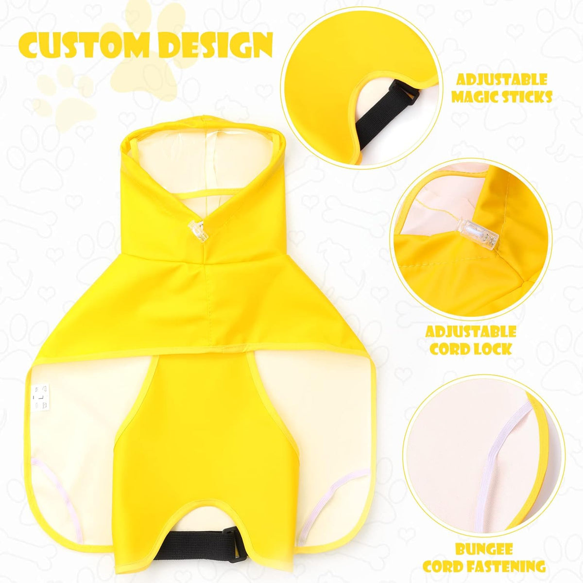 Dog Raincoat for Medium Dogs, Dog Rain Jacket with Clear Hooded - Medium(Label Size:XXL) / Yellow - image 3