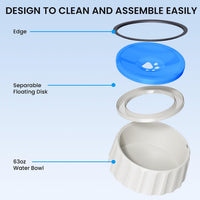 9.1" X 3.5" Dog Water Bowl No Spill 70oz/2L Large Capacity Dispenser - Blue - image 3
