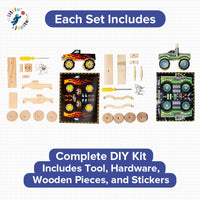 Little Jupiter DIY Wooden Kits w/Stickers, Kids Building Kit - Monster Truck #1 & #2 - image 3