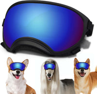 Medium Dog Sunglasses with Adjustable Strap UV Protection - Medium size-Black frame blue lenses