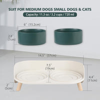 Elevated Ceramic Dog Bowl Set - Green / Medium - image 2