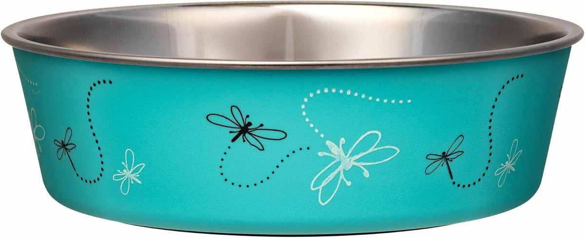 Loving Pets Bella Dog Bowls, Stainless Steel Dog & Cat Bowls - Dragonfly / Small (10-20lbs)