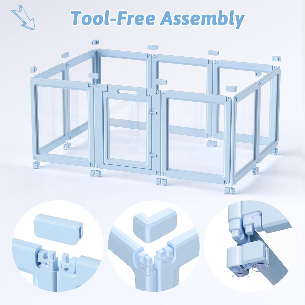 DIY Clear Acrylic Dog Playpen House - Sky Blue / 10PCS / 23.6"H - image 3