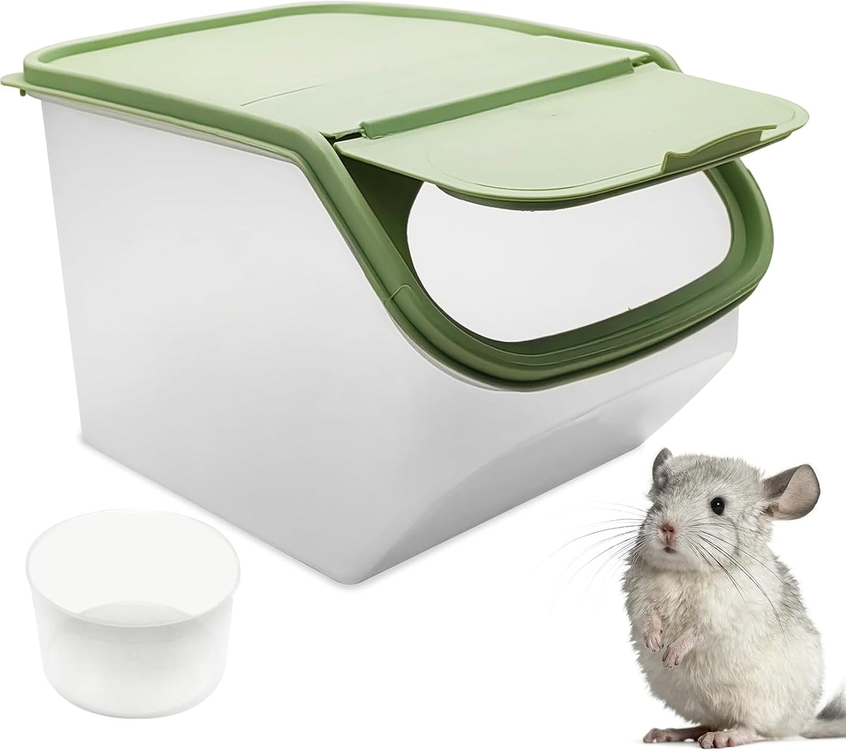 PINVNBY Chinchilla Dust Bath Hamster Litter Box Gerbil Dust Bath - green