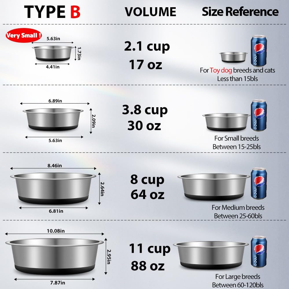 Stainless Steel Dog Bowls Set of 2 - Type B: 3.8 Cups - image 2