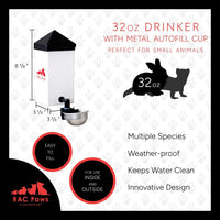RentACoop 32oz Small Animal Drinking Bottle with Auto-Fill Metal Cup – Essentials for Small Pets - 32 Oz (Pack of 2) - image 2
