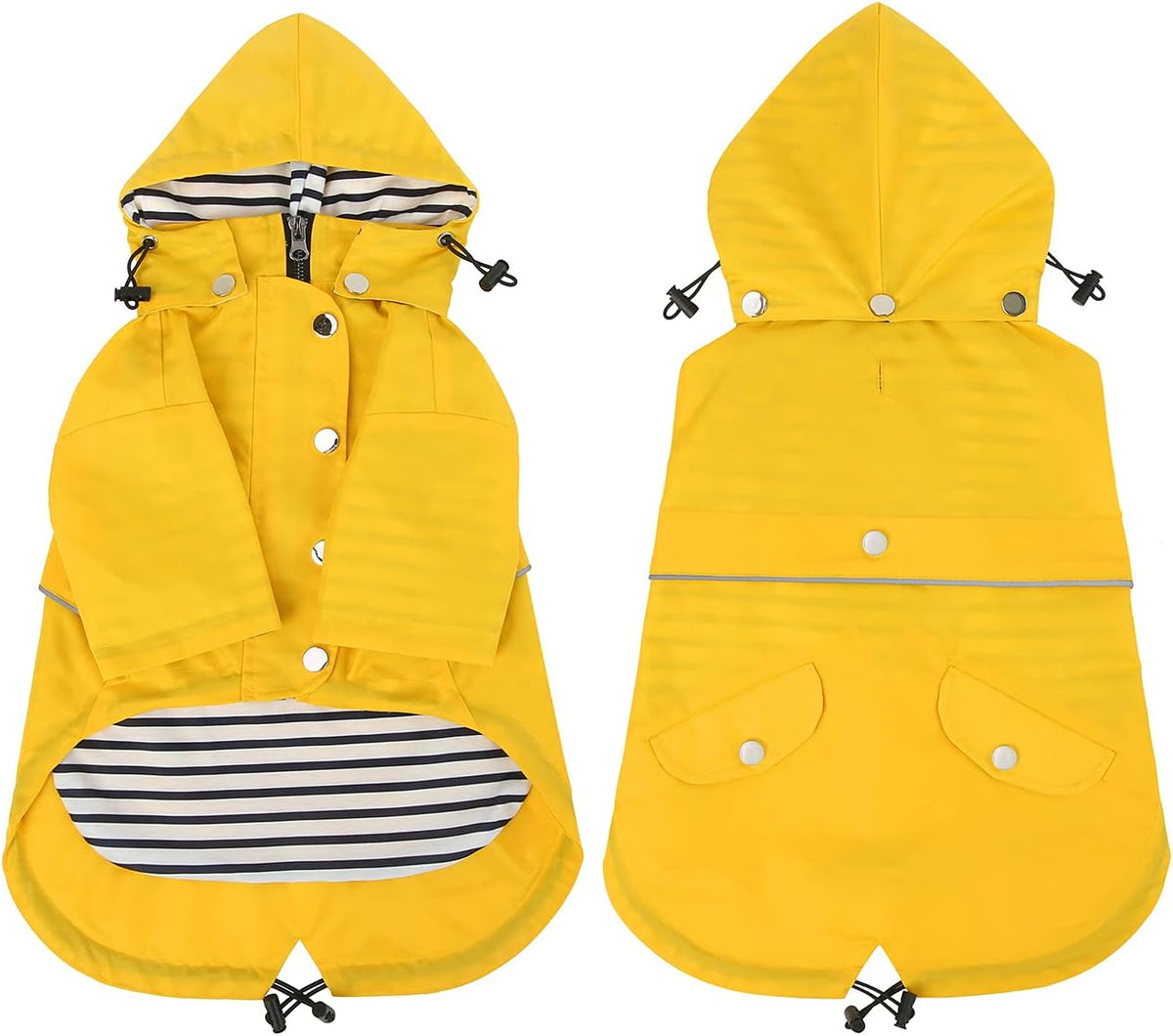 HDE Premium 2-Layer Zip Dog Raincoat Poncho w/Leash Hole & Hood - X-Large / Yellow - image 4