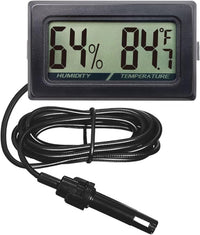 Digital Probe Thermometer Hygrometer for Reptiles - Black
