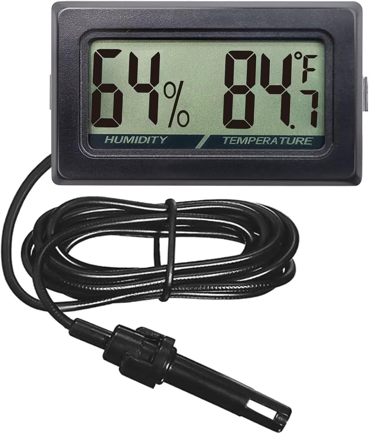 Digital Probe Thermometer Hygrometer for Reptiles - Black