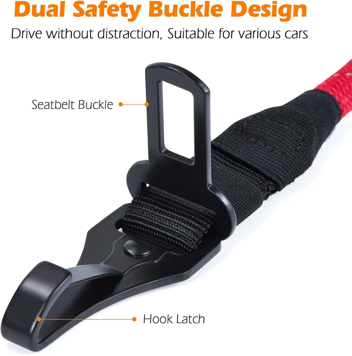 Dog Seat Belt for Car, Durable Rope Dog Car Harness for Vehicle – Essentials for Dogs - Red / 1 Pack - image 2