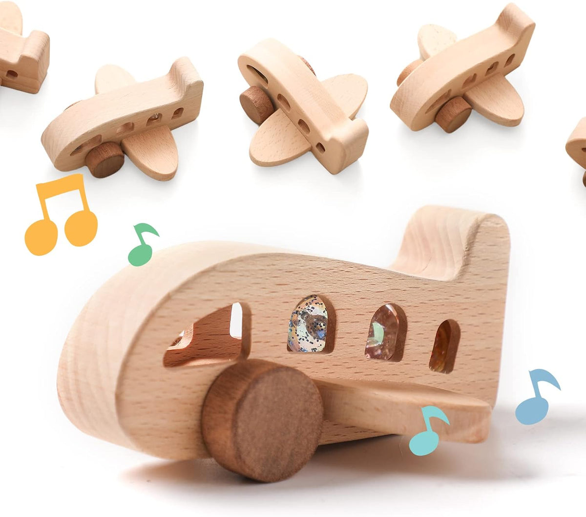 Ibwaae wooden airplane toy for toddlers, beech wood push along plane - view 6
