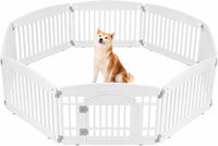 Sweetcrispy Dog Playpen, Plastic Puppy Pet Fence - Basic White / 8 / 24 Inch