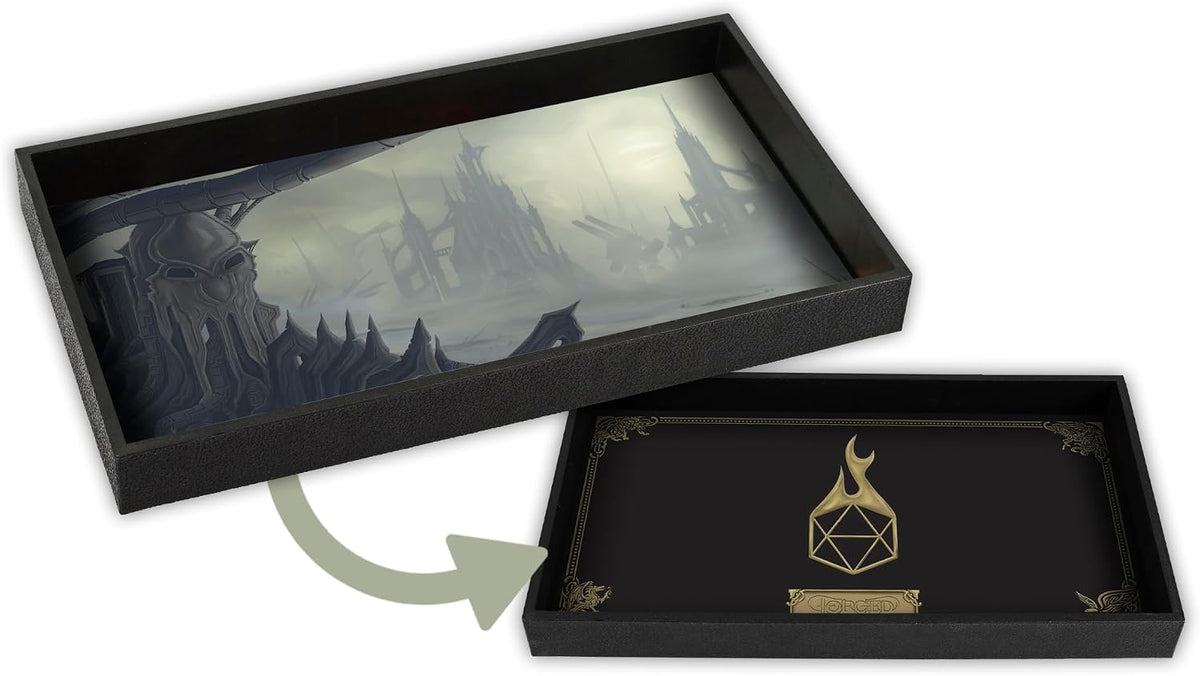 Forged Dice Co. Dice Tray 14" - Black Tray W/ the Outlands Mat