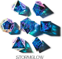 HEIMDALLR liquid core DND dice set in Fenrir's Shadow with glowing LED display box - view 18