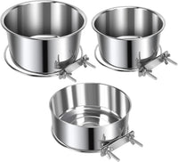 2 Pcs Stainless Steel Small Dog Crate Food Water Bowl - L (77 & 45 & 41 OZ) / Silver