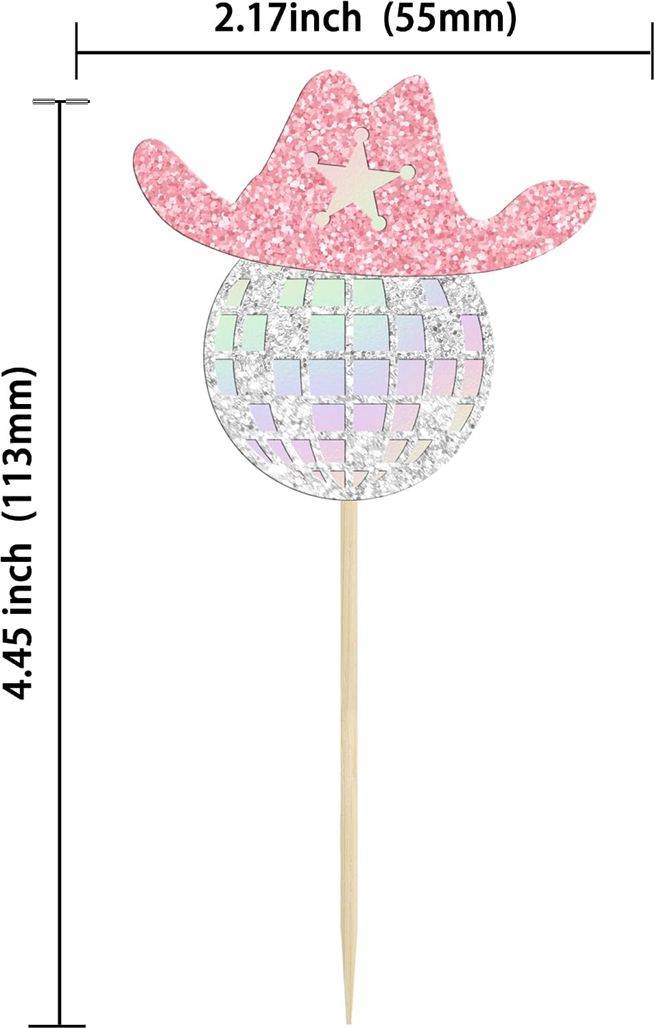 Gyufise 24Pcs Dance King Cupcake Toppers Glitter Jazz Dancers Happy - Pink Silver - image 2