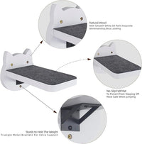 ESPETS White Painted Wooden Cat Wall Floating Steps Set of 3 - Wall Mounted Cat Floating Furniture Shelves and Perches, Sturdy Climber Stairs Ladders - Holds up 30lbs