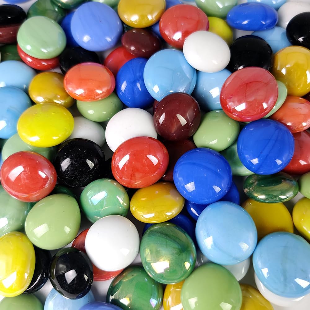 HappyFiller 2 Lb Matted Flat Marbles - Multicolor / 1 LB