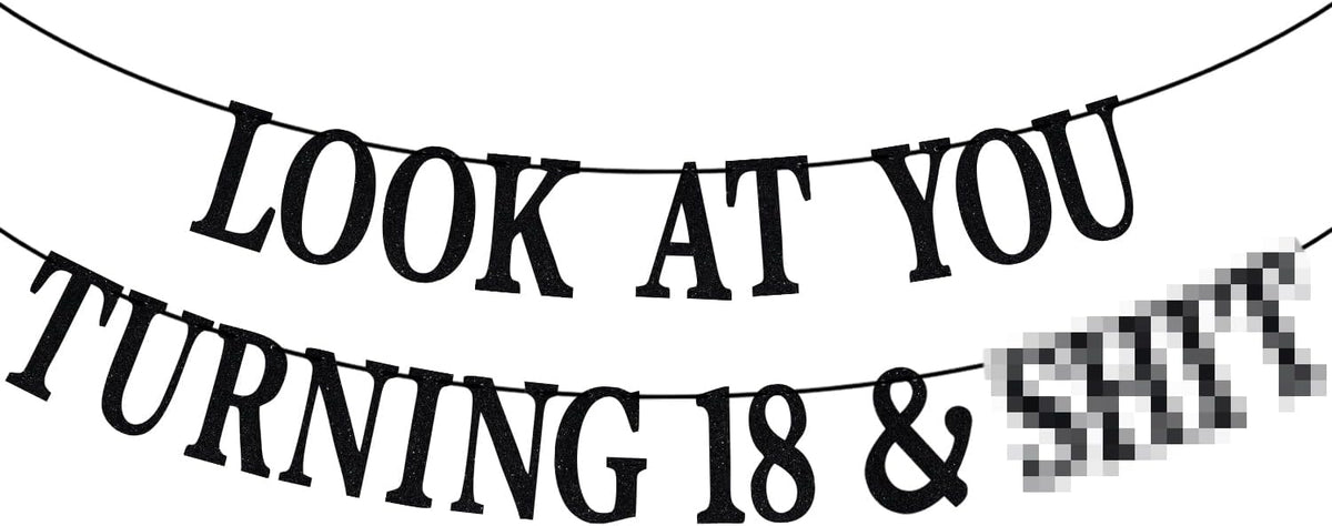 Black Glitter Look at You Turning 25 & Sh*t Banner - 18