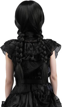 MUPUL kids long black braided wig with bangs for Halloween costumes - view 25