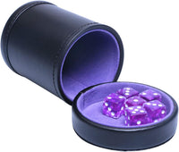 Leatherette Dice Cup with Lid Includes 6 Dices - Purple