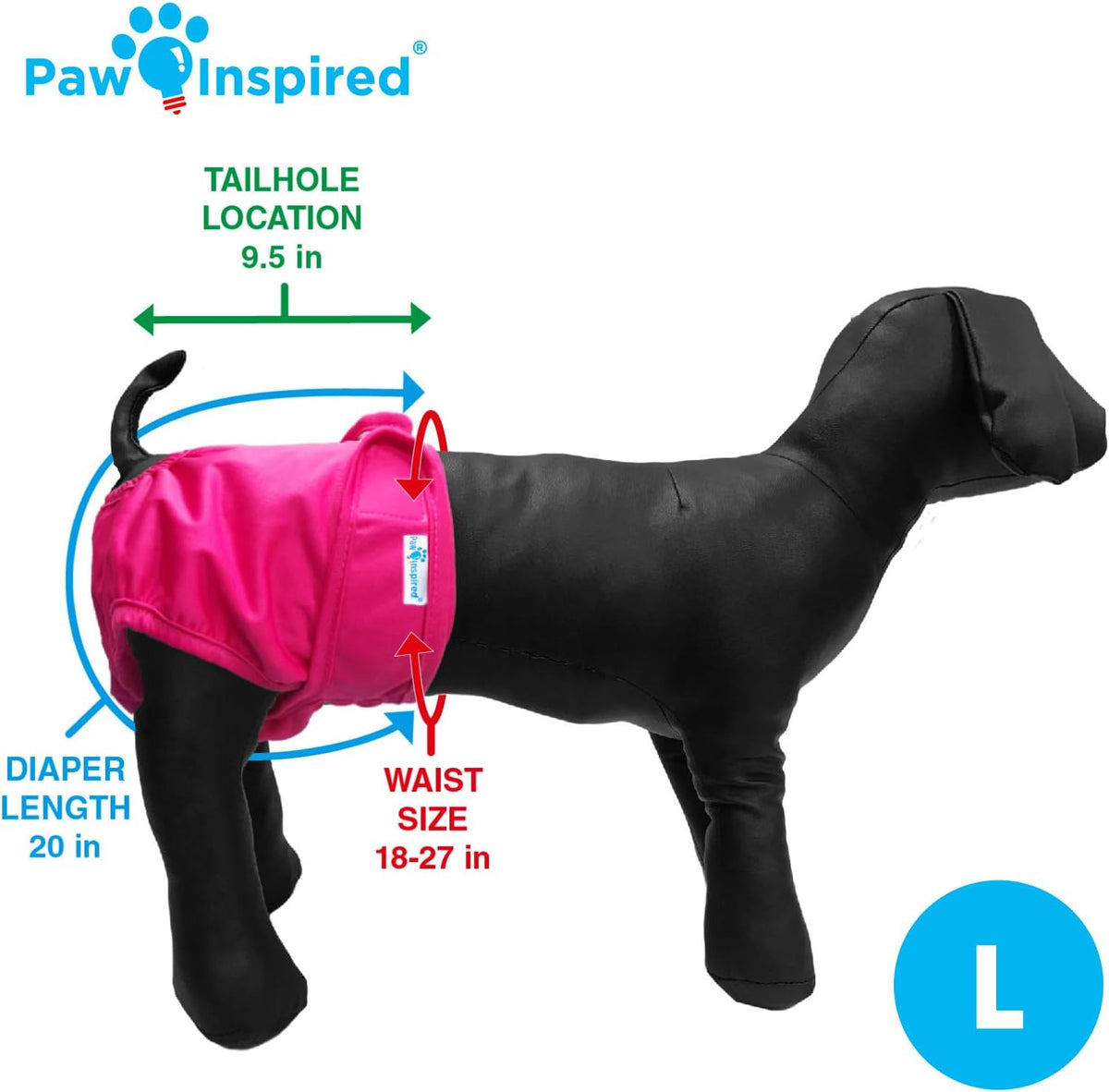 Paw Inspired Washable Dog Diapers, Assorted and White Lining - Assorted (Black Lining) / Large (2 ct.) - image 2