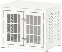 26" Heavy Duty Dog Crate Furniture for Small Dogs, Metal Kennel for High Anxiety Dogs, Chew Proof Pet Cage Indoor, Decorative Dog Kennel End Table, White