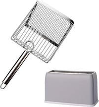 Cat Litter Scoop, Metal Scooper, Deep Shovel, Ergonomic Handle, Kitten Poop Sifting, Durable, Heavy Duty Speed Sifter, for Litter Box （Silvery-Gray）