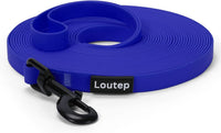 Waterproof Long Line Dog Training Leash, PVC-Coated - Blue / 10ft