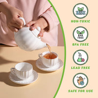 Sweejar porcelain tea set for little girls in pumpkin shape with teapot, cups and saucers - view 17