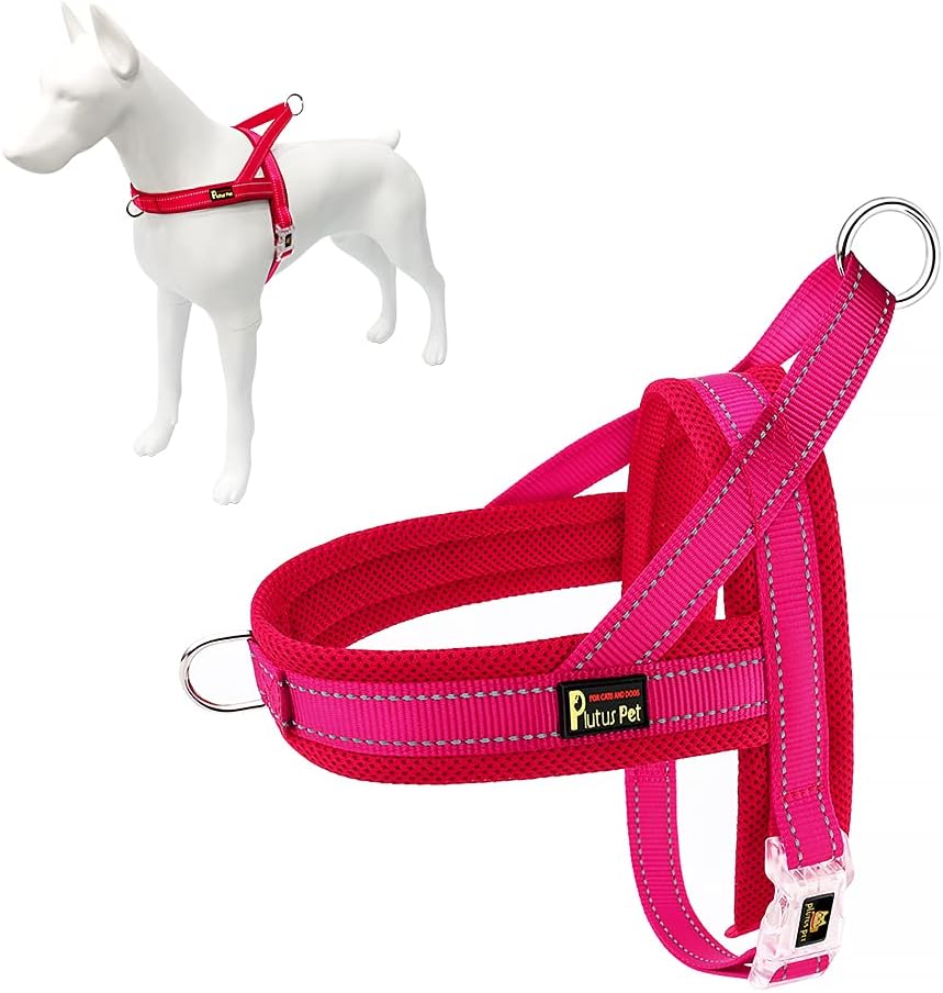 Plutus Pet No Pull Dog Harness with Front Clip - XL: chest 29.5"-39.4" / Pink