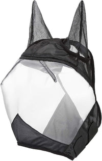 Harrison Howard CareMaster Horse Fly Mask Half Face with Ears Black/Silver Retro XL Extra Full Size